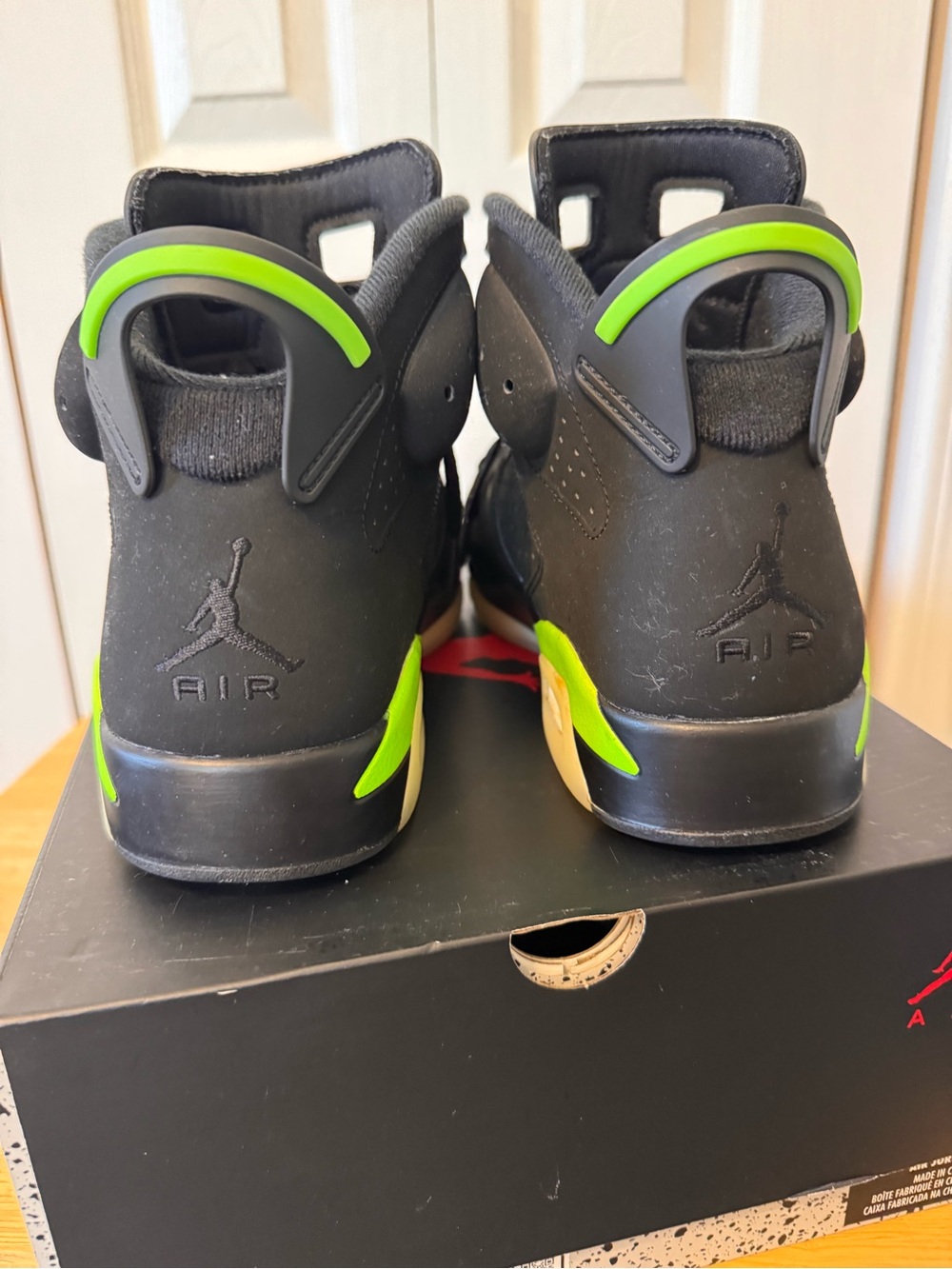Mens Air Jordan Retro 6 Black Electric Green High-Top Athletic Sneakers Size 8 - Picture 5 of 15
